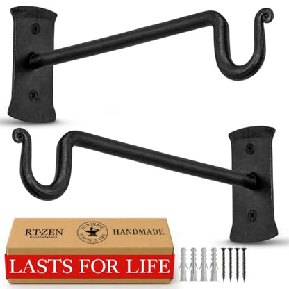 RTZEN Plant Hangers Outdoor or Indoor Heavy Duty Wall Bracket Hooks - size: 7.5 Inch, style: Shepherds Hooks