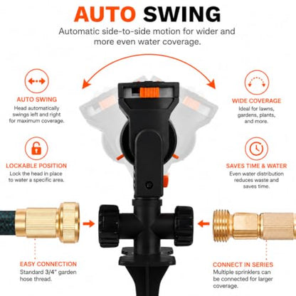 Oscillating Lawn Sprinkler with Adjustable Spray