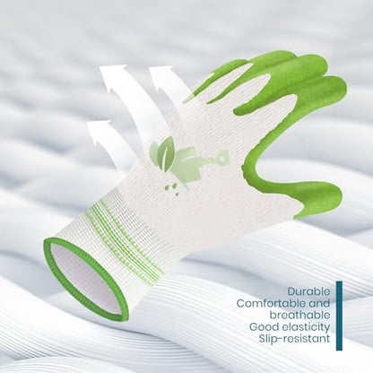 Velway 2 Pairs Gardening Gloves - Breathable Rubber Coated Women's Garden Work Gloves - Purple & Green Medium - color: Green+purple, size: Medium-2Pack