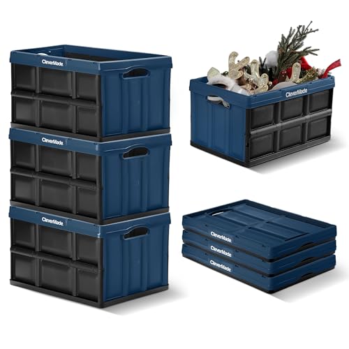 CleverMade Collapsible Storage Bins, 46L 3 Pack, 75 lb Stackable, Ocean - color: Ocean, size: 46l - 3 Pack