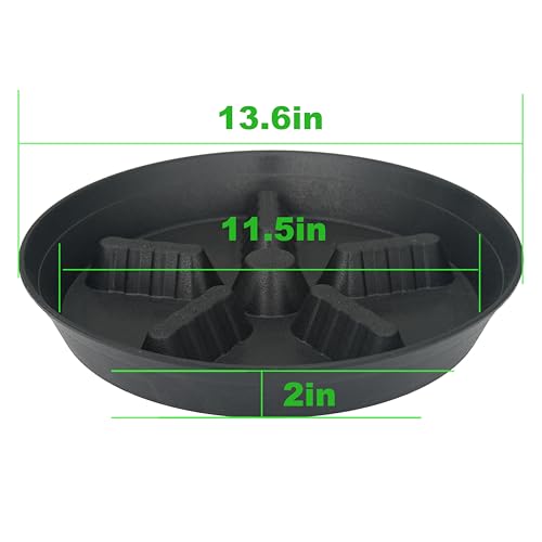 2 Pack Plant Saucer 14 inch, Plastic Plant Saucers for Indoors, Raised Middle Plant Trays for Pots, Water Tray for Plants, Plant Stand Water Catcher Tray, Pot Saucers for Plants - color: Black, size: 14"-2 Pack