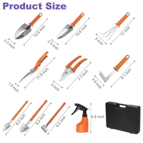 HARFINGTON 1Set Garden Tool Set 10Pcs Plastic Gardening Planting Tools Kits - color: Orange