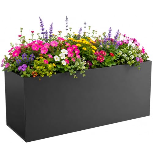 38 Inch Rectangular Outdoor Planter Box, Heavy Duty Galvanized Steel - size: 38 inch