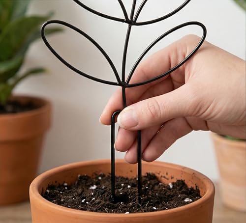 Tosnail 6 Pack Metal Plant Trellis for Potted Plants, 12.4 Inch Wire Plant Stakes, Small Garden Trellis, Cute Leaf Shaped Plant Support for Houseplant Home Climbing Plants Indoor Outdoor
