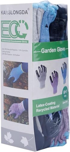 7 Pairs Women Gardening Gloves, EN388 2131X Outdoor Protective Work Gloves with Breathable Micro-Foam Coating for Gardening, General Purpose, Courtyard, 3 Purple + 3Blue +1 Grey - size: Small
