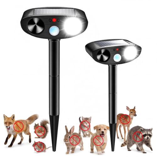 2026 Upgraded Solar Ultrasonic Animal Repeller Outdoor, Black, 2-Pack