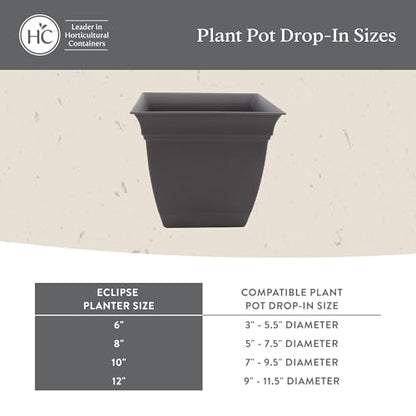 The HC Companies Eclipse Square Planter Pot, 6 Inch, Warm Gray, 4-Pack - color: Warm Gray, size: 6", style: Pack of 4