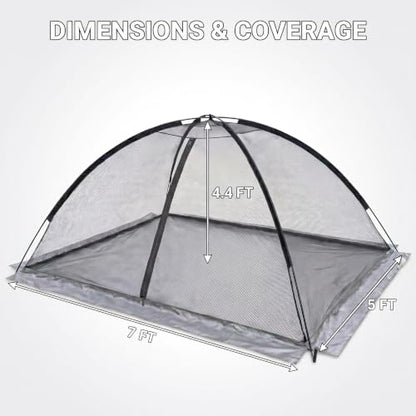 Heavy Duty Nylon Pond Cover Net 13x17 FT - Zippered Dome Mesh - size: 5x7FT
