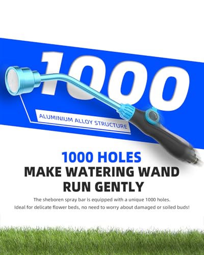 DTRK Watering Wand 19 Inch Detachable Sprayer Wand 1000 Holes Garden Hose Wand with Thumb Flow Control for Hanging Baskets, Plants, Flowers, Shrubs, Seedbed,Garden and Lawn