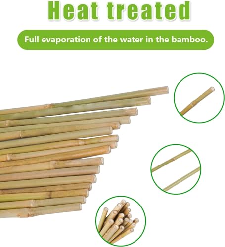 Natural Bamboo Plant Stake（Approx 5FT 50Pcs） Sturdy Bamboo Poles, Durable Plant Bamboo Stake, Garden Climbing Plant Bracket. - size: 4.8ft-50pcs