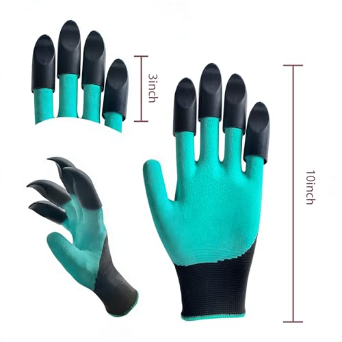Gardening Gloves with Claw,Planting Waterproof Gardening Gloves,for Digging in The Garden, - color: Green