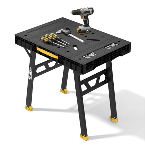Portable Work Table, 1650lbs Capacity, Folding Work Bench, Yellow - color: Yellow