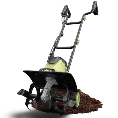 SOYUS 14 Inch Electric Tiller Cultivator 12 Amp Corded Tiller for Gardening, Garden Tiller with Folding Handle, 4 Steel Tines Wheeled Rototiller for Lawn Yard Soil Tilling
