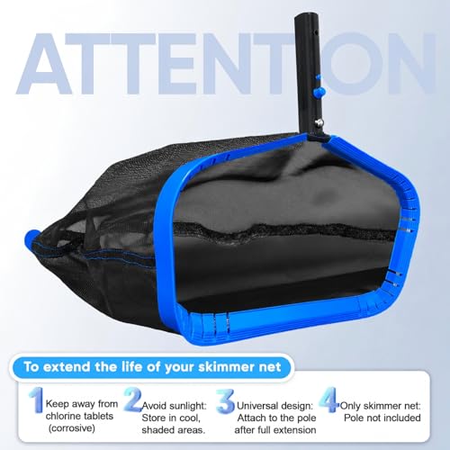 Pool Skimmer Net Leaf Rake for Above Ground Pool, 17.5 Inch(No Pole) - size: 17.5