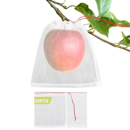 Fruit Bags for Fruit Trees, 25pcs 6x6 in Fruit Protection Net Bags, Garden Netting Mesh Bags with Drawstring Keeping Away Birds Pests Squirrels, Bug Net Bags - size: 6"x6"/Pack of 25