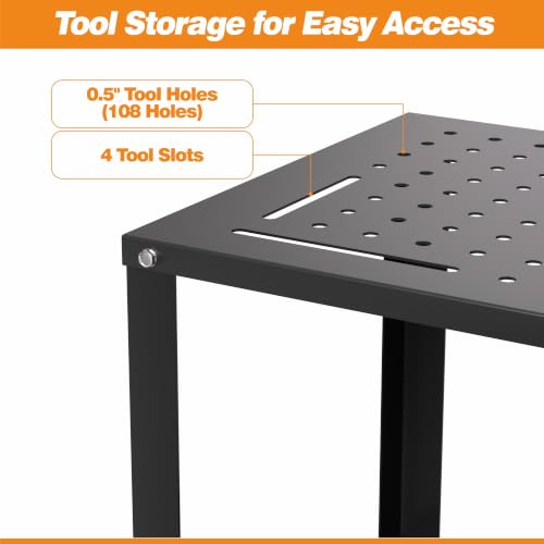 Ultrawall Welding Workbench Table Metal Welding Cart with Wheels, 32" x 20" - size: 32" with Tool Holes