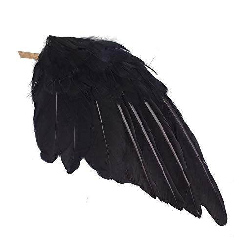 Etistta 2-Pack Realistic Crows Lifesize Extra Large Handmade Black Feathered Crow for Halloween Decorations Birds, L (13 inch+12 inch) - size: L (13in+12in)