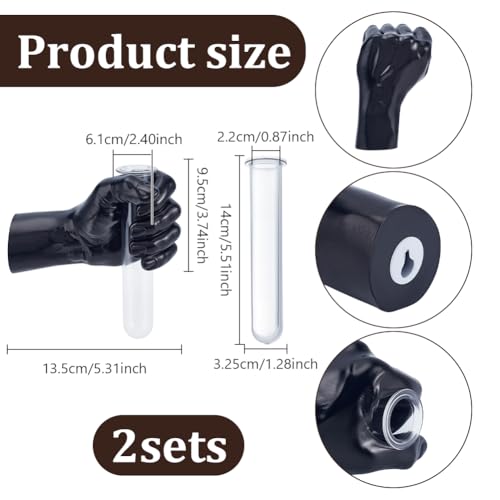 AHANDMAKER 2Pcs Wall Sculptures Black Left Hands Vases Home Decor Wall Mount Art Sculpture Funky Flower Vase with Test Tube for Unique Decoration in Living Rooms, Entrance and Room Two Left Hands - color: Black