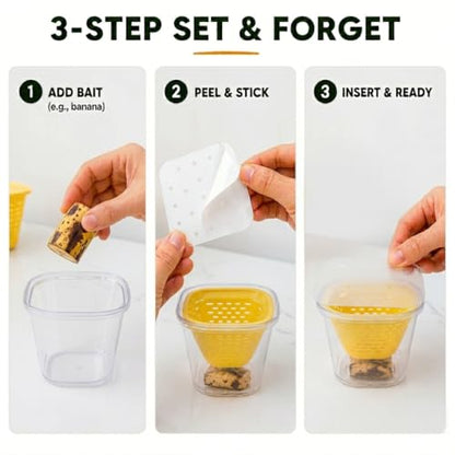 Fruit Fly Traps for Indoor, 24 Pack DIY Cup Cover Gnats Traps for House - Double-Sided Sticky - Easy Setup in Seconds - size: 24PCS Sticky Trap
