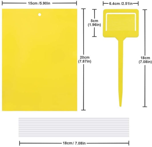 Gideal 50-Pack Dual-Sided Yellow Sticky Traps for Flying Plant Insect Fungus Gnats Whiteflies Aphids Leafminers Thrips (6x8 Inches, Included 50pcs Twist Ties) - size: 50 Pack