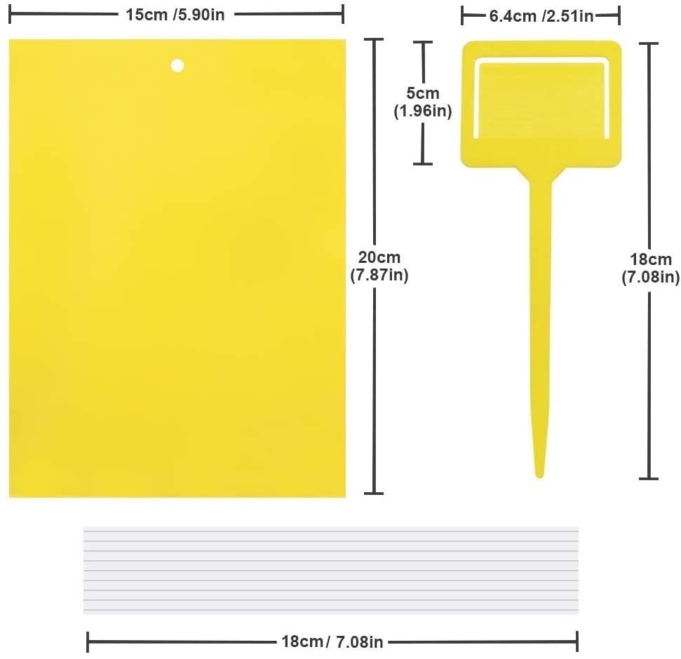 Gideal 30-Pack Dual-Sided Yellow Sticky Traps for Indoor Outdoor Flying Plant Insect Fungus Gnats, Whiteflies, Aphids, Leafminers,Thrips (6x8 Inches, Included 30pcs Twist Ties) - size: 30 Pack