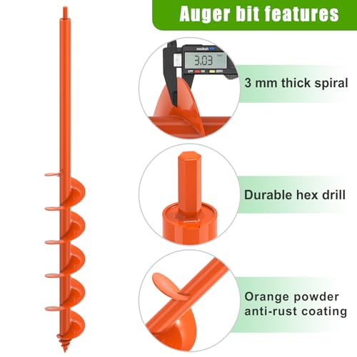 Insaga Threaded Auger Drill Bit Pro, 3.5''x32'' Garden Earth Auger with Self-Tapping Screw & Reinforced Weld, 3MM Heavy Duty Spiral Drill Bit for Drill,for Bulbs Flowers Plants Post Hole Digger - size: 3.5x32''