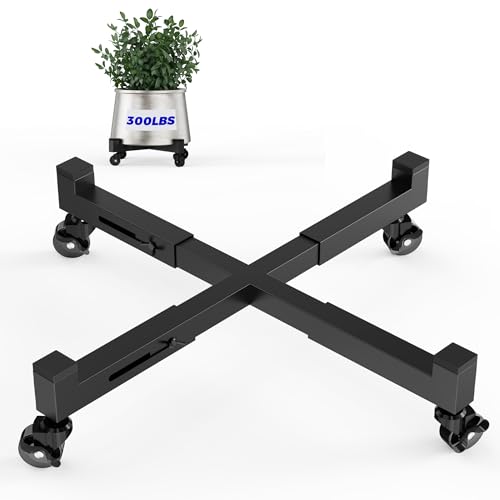 Plant Caddy With Wheels, Adjustable 9in to 13inch Heavy Duty Rolling Plant Dolly, Metal Plant Stand With 4 Lockable Caster Wheels, For Indoor Outdoor Pots Planter, Holds Up to 300 Lbs, Moving Dolly - color: Black, size: 9in - 13in