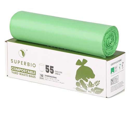 SUPERBIO 55 Gallon Compostable Yard Waste Bags - style: 55 gallon,10 count