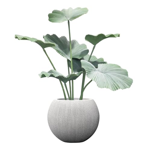 11.8" H x 14.5" Dia Large Round Plastic Planter Pot with Drainage & Plug - color: Mediterranean Beige
