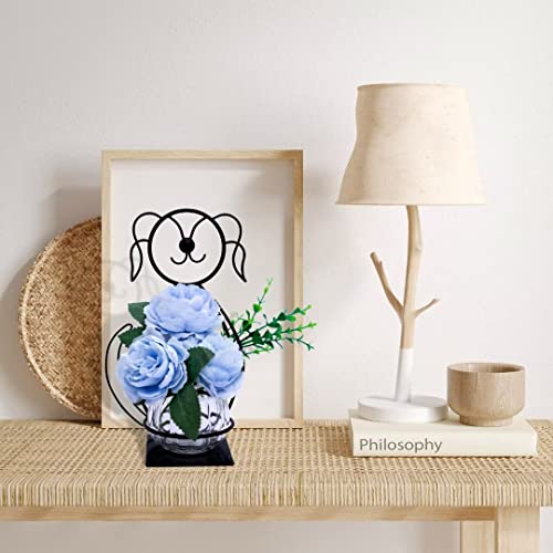 Desktop Dog Glass Planter Vase Holder Metal Plant Terrarium Stand - color: Dog