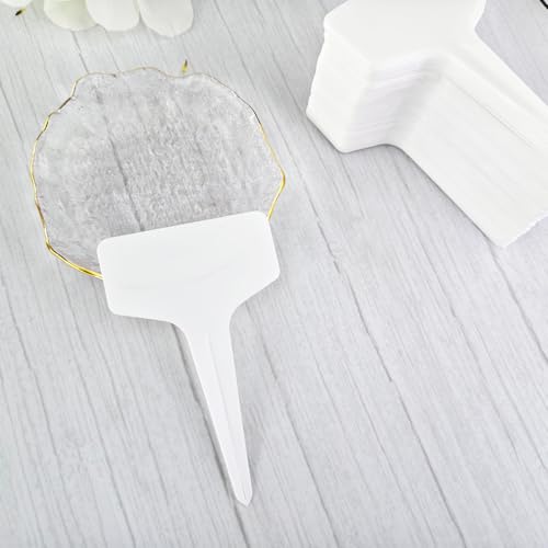Plastic Plant T-Type Tags, 100Pcs Plant Labels, Waterproof T-Shape Tag, Nursery Garden Labels Markers, Plant Sign for Garden Vegetable Flowers Planting(2x4 Inch) - color: White
