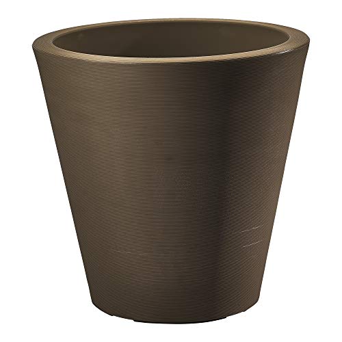 Crescent Garden Madison Planter– Weather-Resistant, Double Walled Indoor/Outdoor Plant Pot with Drain Hole – Durable All-Season Flower Container, 16" W (Mocha)