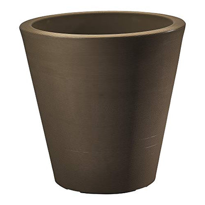 Crescent Garden Madison Planter– Weather-Resistant, Double Walled Indoor/Outdoor Plant Pot with Drain Hole – Durable All-Season Flower Container, 16" W (Mocha)