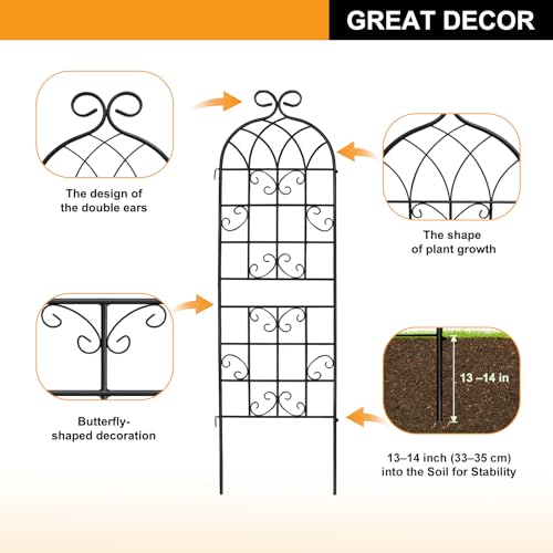YOBAZAN Metal Garden Trellis 71"x40", Plant Support Trellis - style: 2 Pack