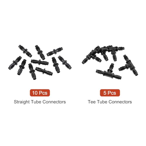 uxcell Barb Drip Straight and Tee Pipe Connector 8mm Inner Diameter Hose Fitting for Garden Agricultural Irrigation System, Plastic 1 Set