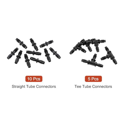 uxcell Barb Drip Straight and Tee Pipe Connector 8mm Inner Diameter Hose Fitting for Garden Agricultural Irrigation System, Plastic 1 Set