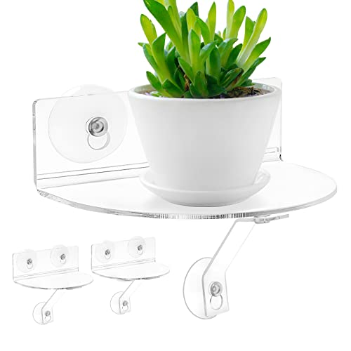 2-Pack Acrylic Window Plant Shelves with Suction Cups & Support Brackets - Semicircular Window Sill Extender for Herb Pots, Succulents, Flower Boxes, Micro Greens | Indoor/Outdoor Use - size: 5.5*7.7IN*2PC Semicircular