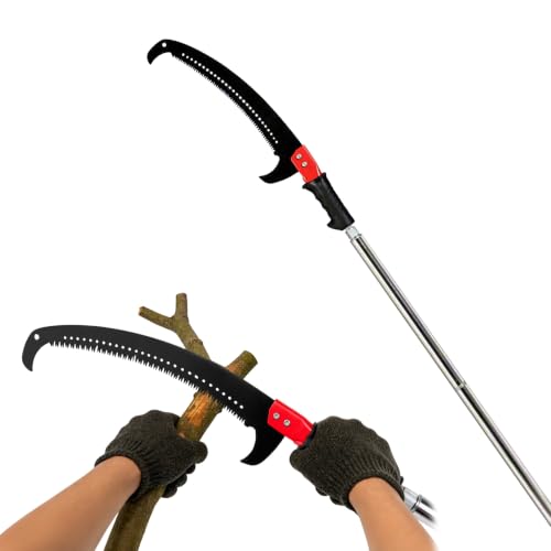 14FT Pole Saw for Tree Trimming, Manual Tree Pruner with Sharp Blade, Detachable Extension Pole, Lightweight Long Reach Branch Cutter for Yard Garden Patio Forestry - size: 14FT