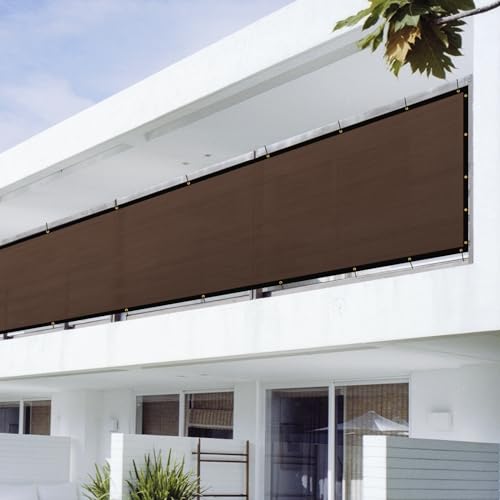 Shade&Beyond 3'x17' Brown Privacy Screen 90% Visibility Blockage Fence Sreen 170 GSM Fencing Mesh Fence Panel for Wall Garden Yard Backyard Indoor Outdoor Home Decoration - color: Brown, size: 0 3' X 1 7' Custom Size