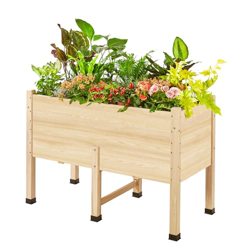 AMERLIFE 4x2 Ft Raised Garden Bed with Legs and Drainage Holes - color: Light Wood, size: 4x2 FT-16 In Depth