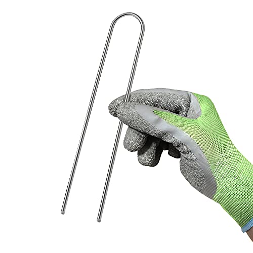 GardenMate 100-Pack Anti-Rust 8 Inch 9 Gauge Heavy-Duty U-Shaped Garden Securing Stakes/Spikes/Pins/Pegs - Hot Dipped Galvanized Sod Staples for Anchoring Landscape Fabric - style: 8" 9 gauge galv round top