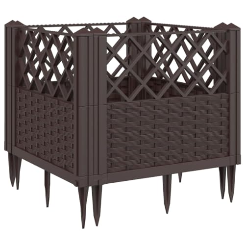 Garden Planter with Pegs Brown 17.1"x17.1"x17.1" PP - color: Brown