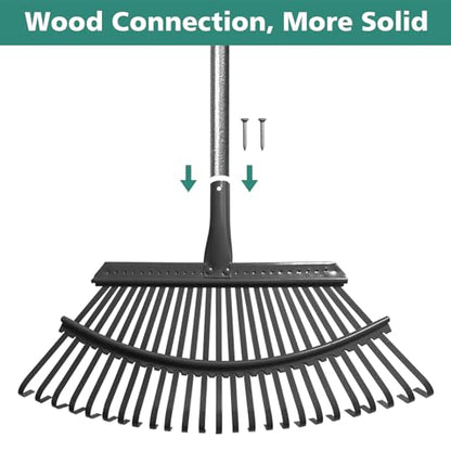 Adjustable Metal Leaf Rake Set, 38-73" Handle, 19" Wide with Gallon Leaf Bags – Heavy Duty Garden Rake for Lawns, Shrubs, Grass, Flower Beds & Outdoor Use - style: RAKE-SET-A