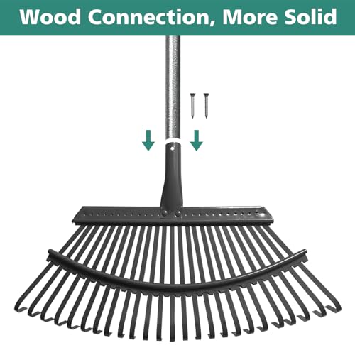 Adjustable Metal Leaf Rake Set, 38-73" Handle, 19" Wide with Gallon Leaf Bags & Leaf Grabbers – Heavy Duty Garden Rake for Lawns, Shrubs, Grass, Flower Beds & Outdoor Use - style: RAKE-SET-B