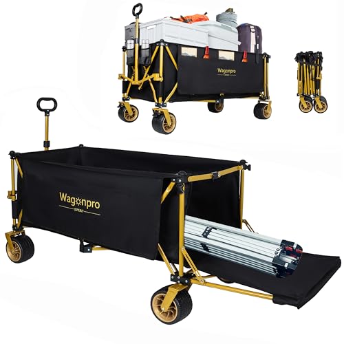 GDFStudio 67.5" Extra Long Beach Wagon Cart with Tailgate, Utility Cart for Camping Beach, Camping Gear Transport Wagon, Heavy Duty All-Terrain Wheels, 480 lbs Capacity, No Assembly, Black - color: Black With Tailgate