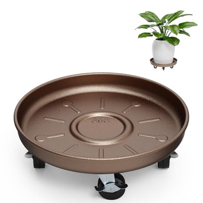 Plant Caddy With Wheels 14" Metal Plant Saucers for Indoors 390 Lb Capacity - size: 1 PACK 14 INCH