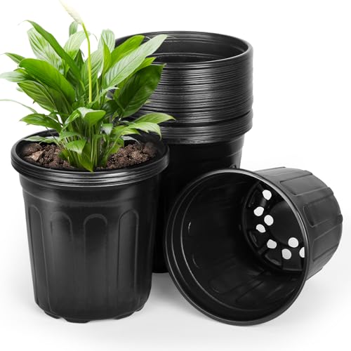 OUPSAUI 2/3/5 Gallon Pots for Plants,Flexible Gallon Plastic Nursery Pots with Drainage Holes, Plastic Pots for Outdoor Plants (2Gal-36pcs) - size: 2Gal-36pcs