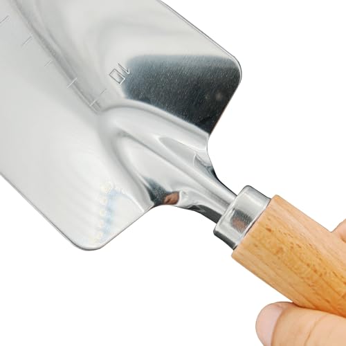 Garden Tool Shovel for Digging Gardening Trowel for Lawn Planting Stainless Steel Spade Wooden Handle Anti Slippery - color: Silver Wooden Handle