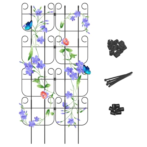 8 Pack Trellis for Climbing Plants Indoor, Expandable Small Metal Trellis for Potted Plants, Flowers Vine Ivy, Sturdy Houseplant Pothos Plant Climber Support - size: 8 Pack-15in(H)x10in(L)