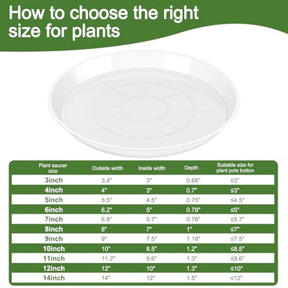 Plant Saucers 3 4 5 6 7 8 9 10 11 12 14 Inch, 5 Pack Clear Plastic Plant Trays for Pots, Durable Plant Water Catcher Tray for Indoors Outdoors (6", Clear) - size: 6 INCH